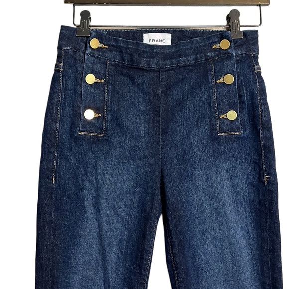 FRAME Sailor Le Crop Mini Boot Flare Jeans Gold
Buttons Size 26 - Picture 3 of 8